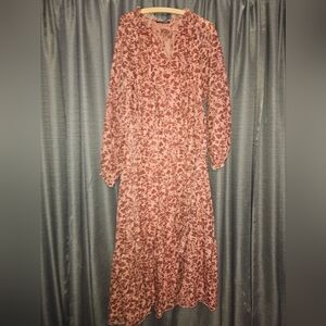 Cottagecore Peasant Floral Pink Maxi Dress